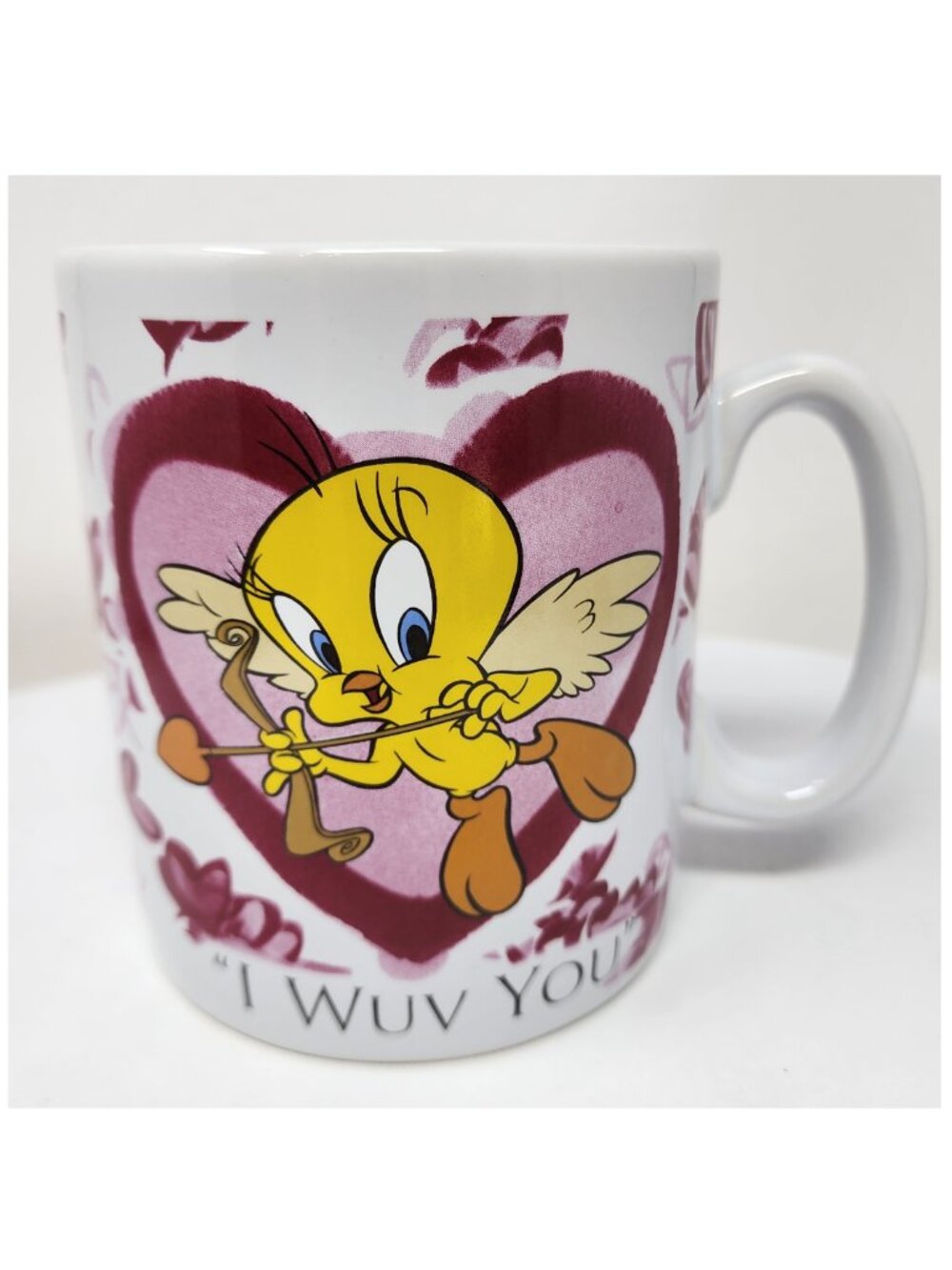 VTG 1995 Warner Bros Tweety Bird Oversized Huge Mug "I Wuv You" Pink Hearts